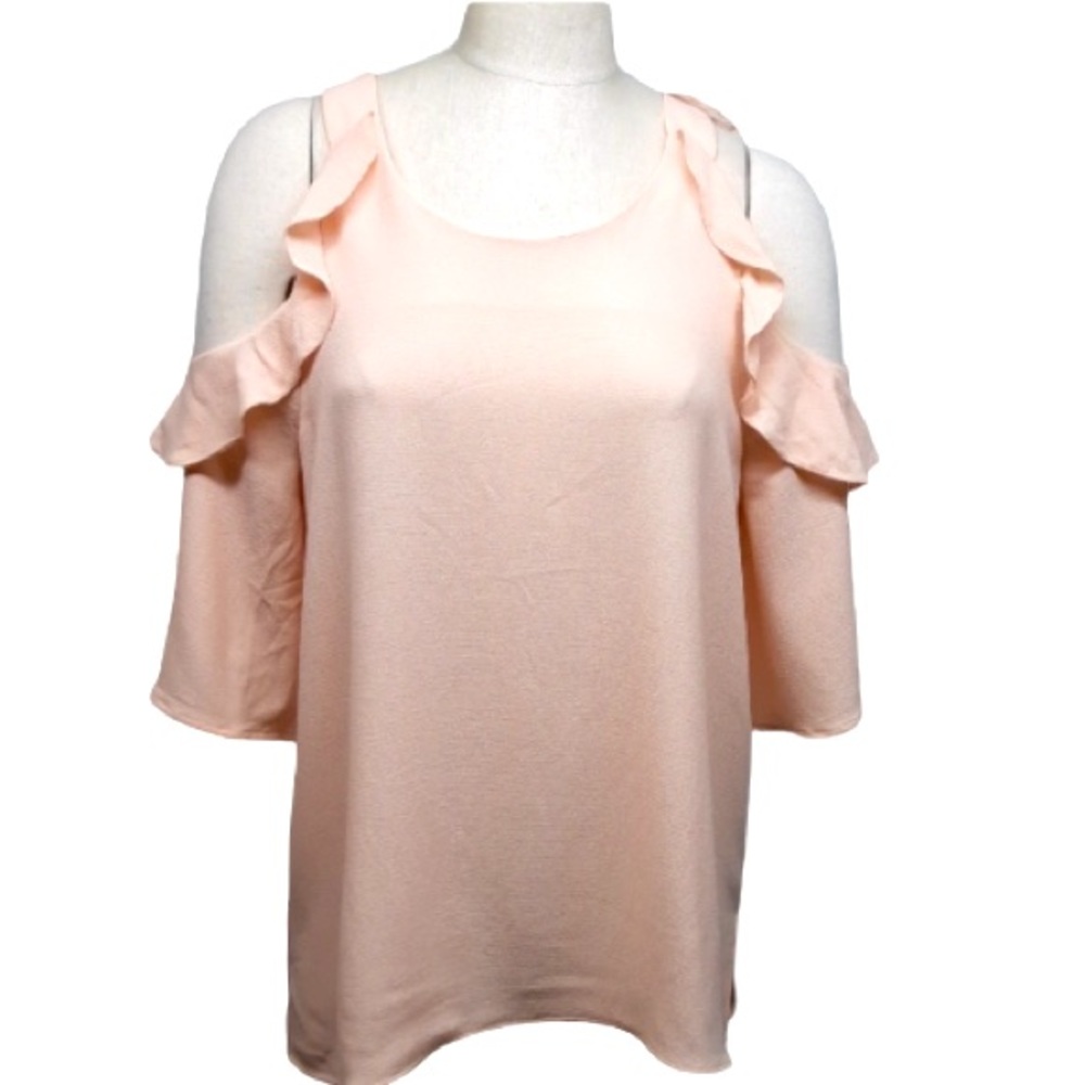 NWT UMGEE Cold Shoulder Blouse with Ruffle Accent
